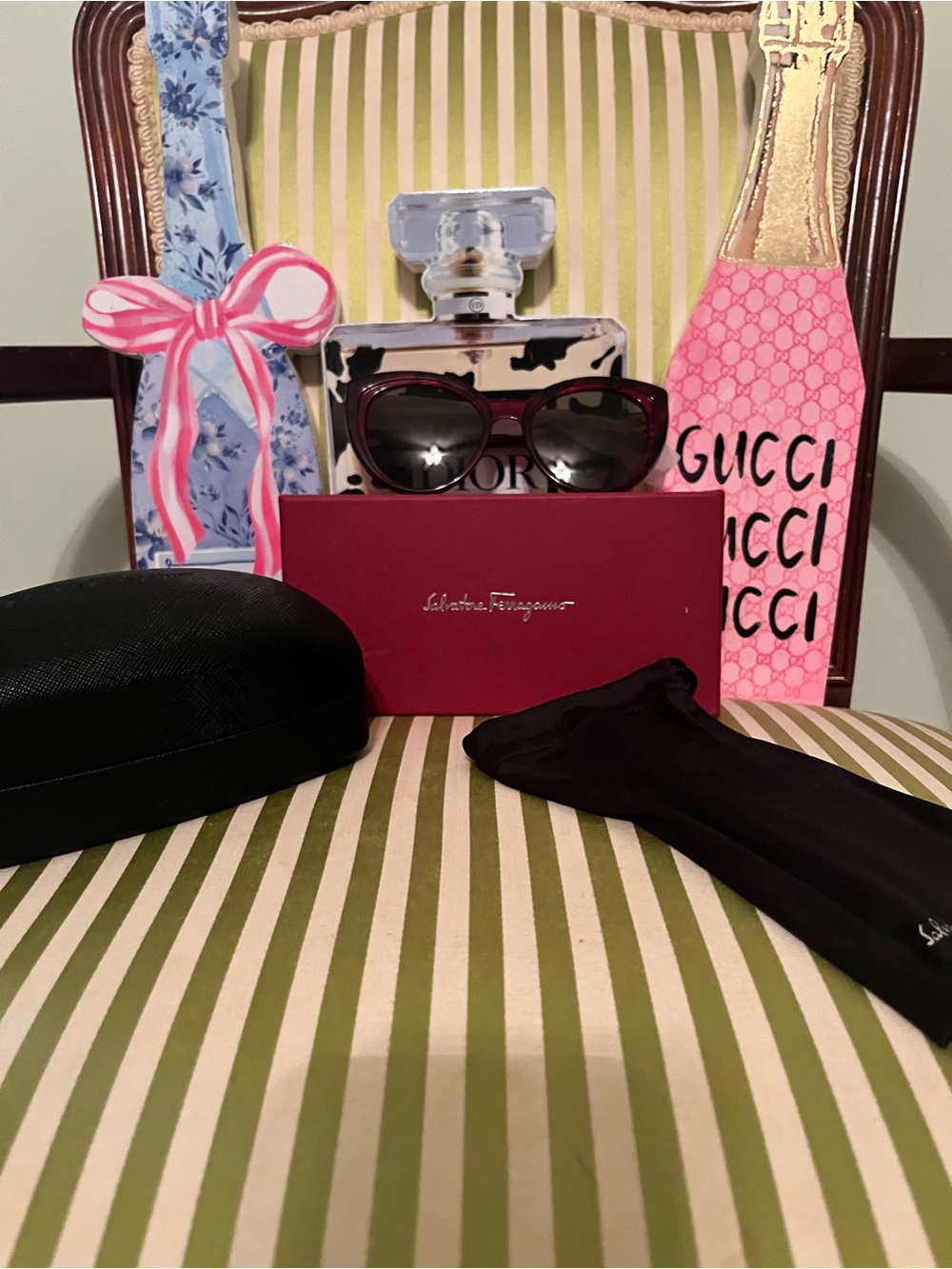 Salvatore Ferragamo Burgundy and Black Women's Sunglasses